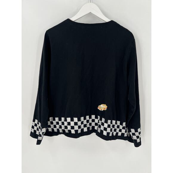 Michael Simon Lite Jacket Womens Medium Black Racecar Racing Flag Cars Buttons - Picture 12 of 16